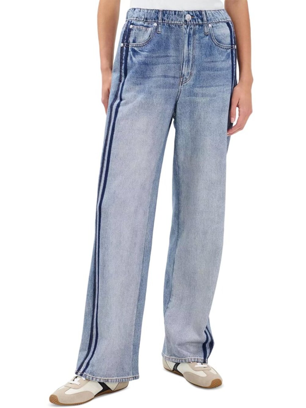 Rag & Bone - Miramar Terry Wide Leg Track Pants - Color: Blue Coney - Size Large - Picture 2 of 8